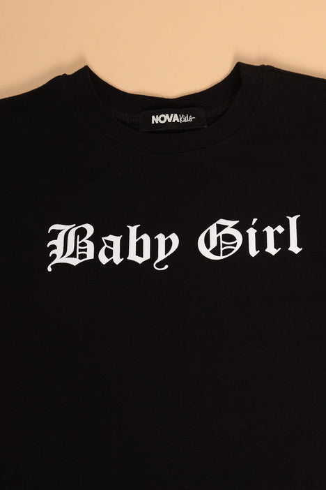 Mini Baby Girl Short Sleeve Top Black