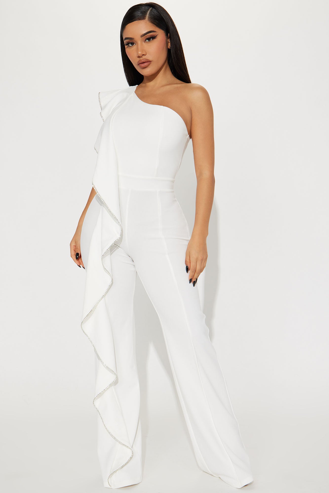 Fashion nova white jumpsuit sales