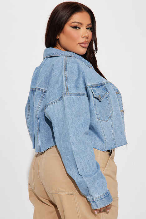 Women's Missed Flights Patchwork Denim Jacket in Medium Wash Size XL by Fashion Nova