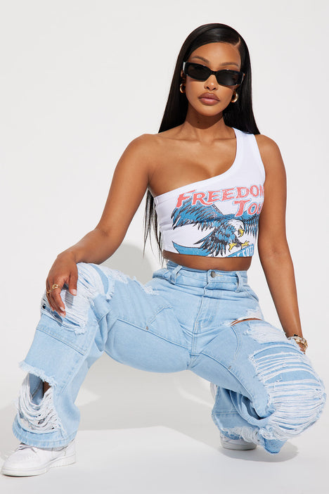One shoulder hotsell ripped top
