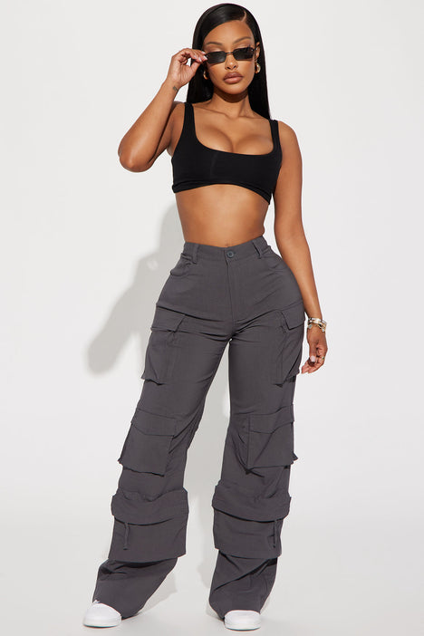 Walk On By Cargo Pant - Charcoal