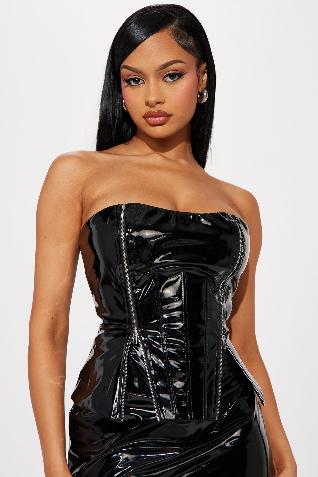 Black latex 2025 bustier dress