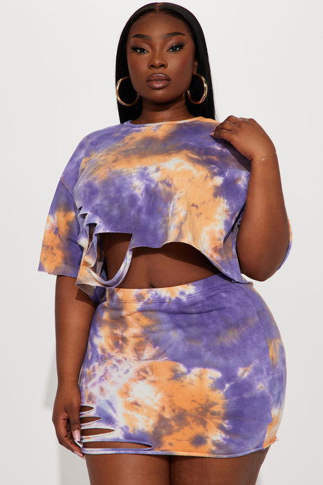 Orange tie dye hotsell skirt set