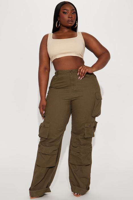 Weekender Wide Leg Cargo Pant Olive Fashion Nova Pants