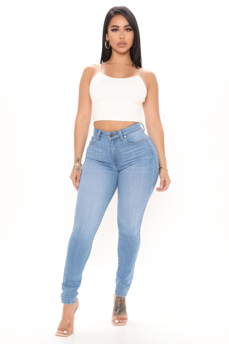 Sought After Luxe Super Stretch Skinny Jeans - Light Blue Wash ...
