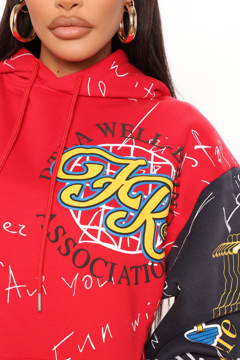 First Row Colorblock Hoodie - Red/combo | Fashion Nova, Screens Tops ...