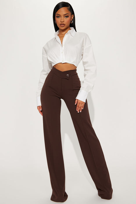 A New Day Dark Brown Houndstooth Slim Fit Dress Pants 6 - $23
