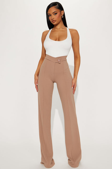Tall Call It Even Wide Leg Dress Pants Taupe Fashion Nova
