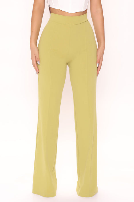 Victoria High Waisted Dress Pants - Chartreuse, Fashion Nova, Pants