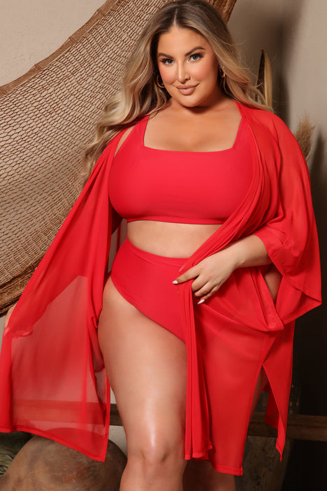 Plus size red cover up top