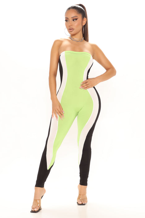 Lime green and black jumpsuit hotsell