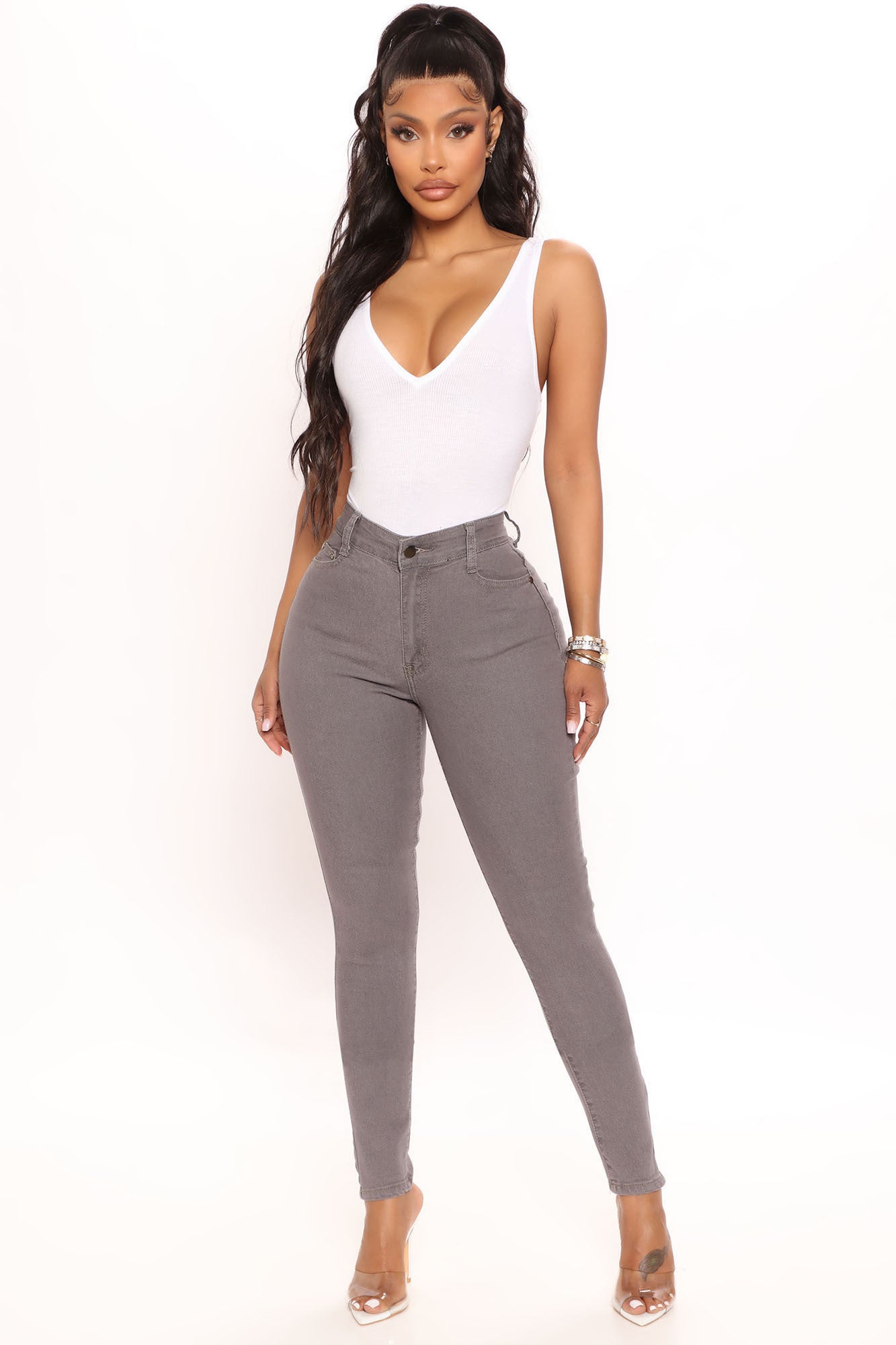 Grey skinny hot sale pants for women