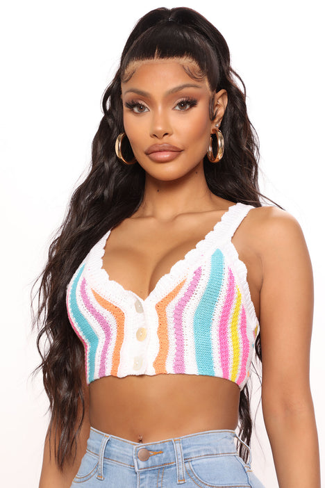 Multi coloured hotsell crochet top