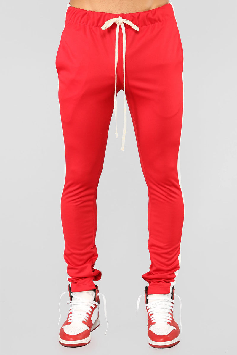Retro Track Pant - Red | Fashion Nova, Mens Pants | Fashion Nova