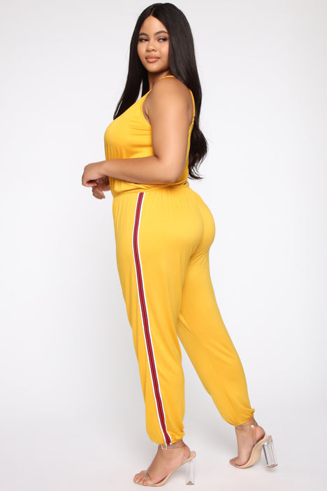 Got My Coins Up Jumpsuit Mustard