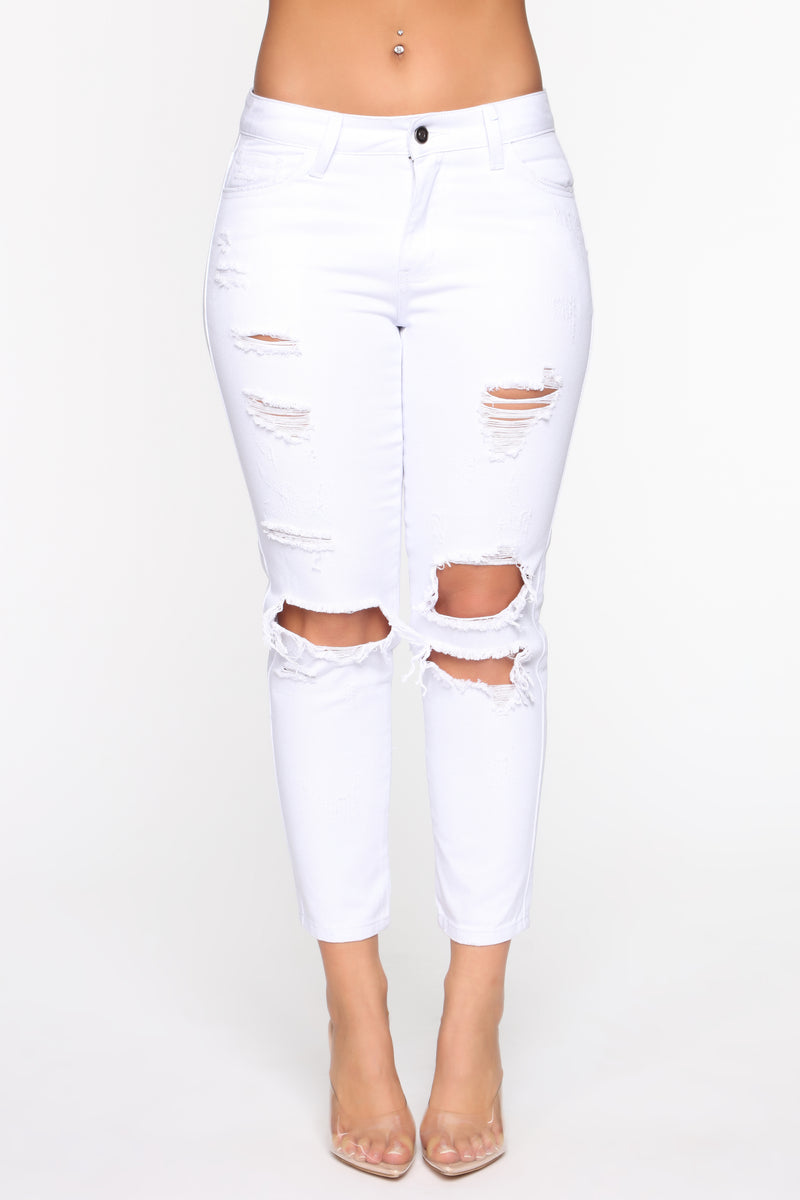Sierra Distressed Boyfriend Jeans - White | Fashion Nova, Jeans ...