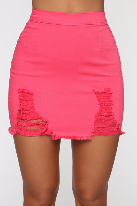 Fashion nova discount pink denim skirt