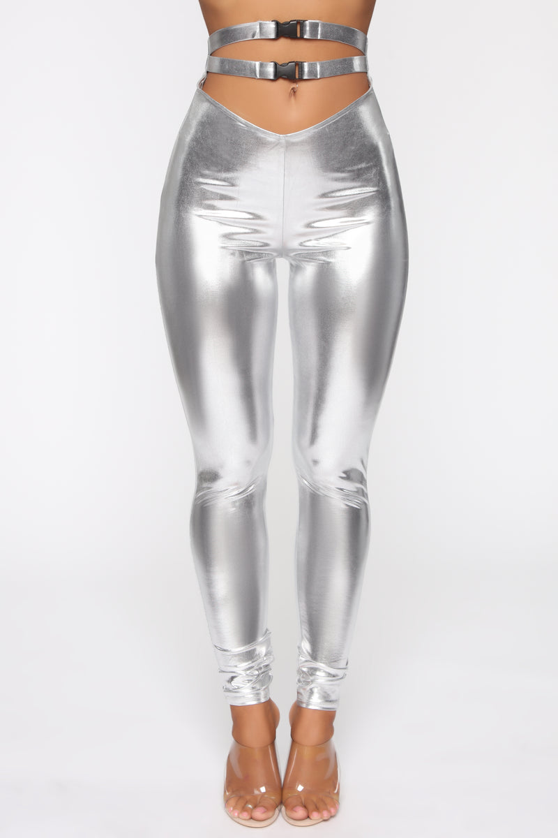 Metallic Goddess High Rise Leggings - Silver | Fashion Nova, Leggings ...