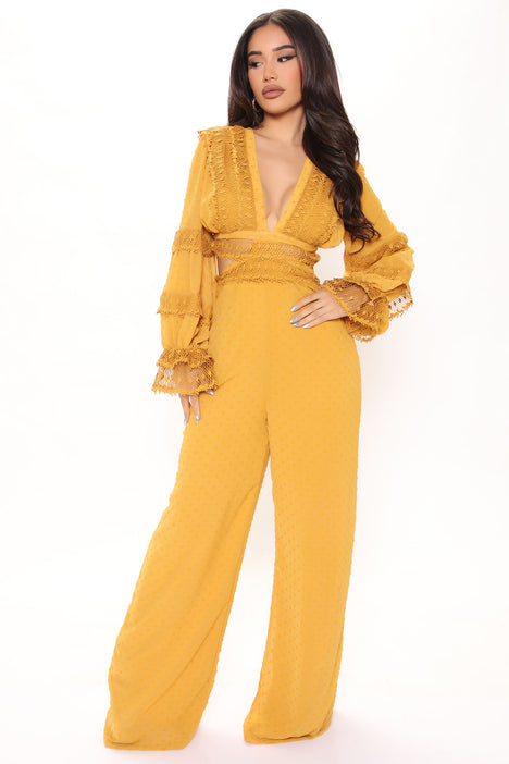 Mustard jumpsuit hot sale fashion nova