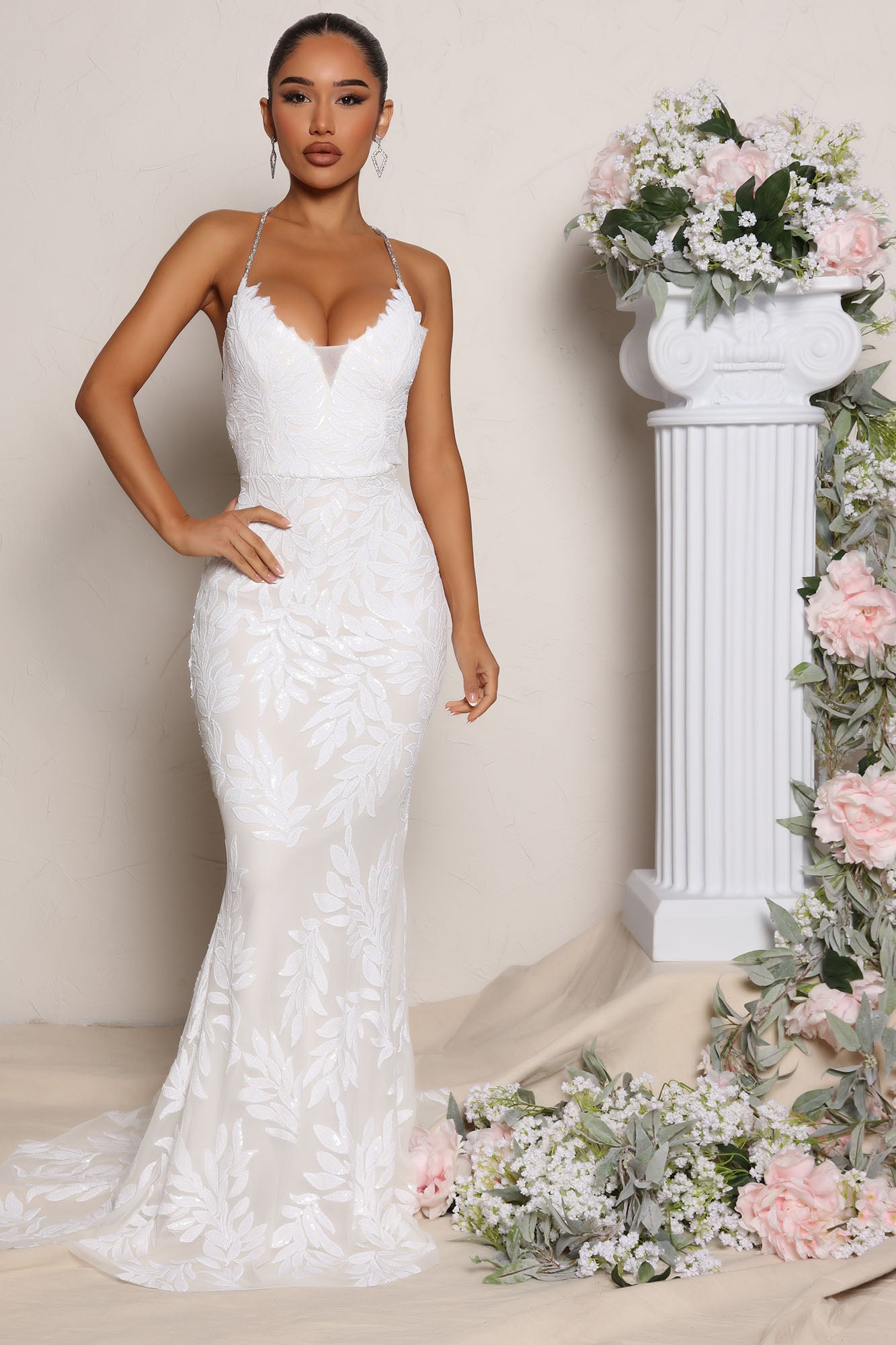 White sparkly new arrivals gown