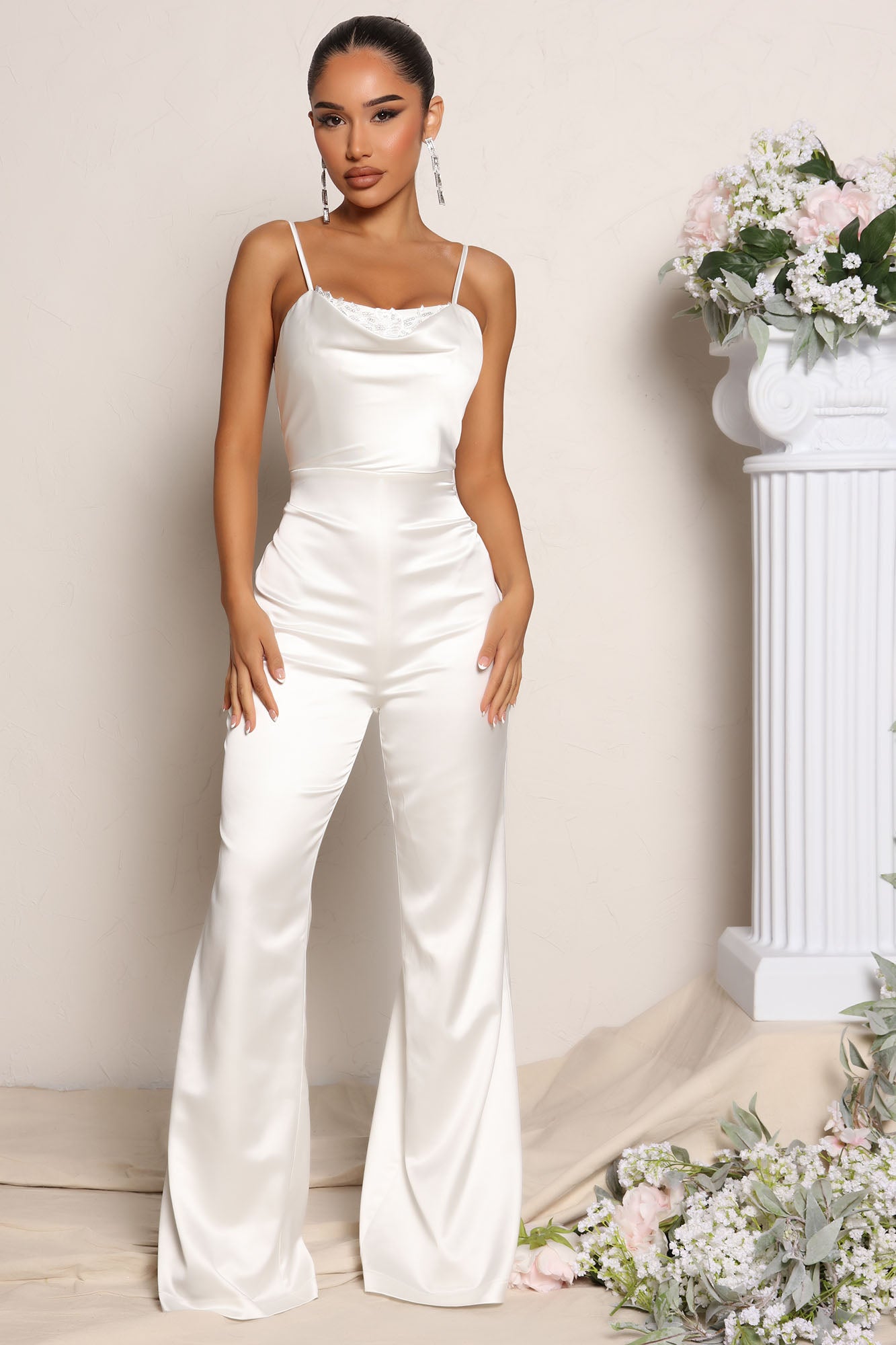 Satin white sale jumpsuit