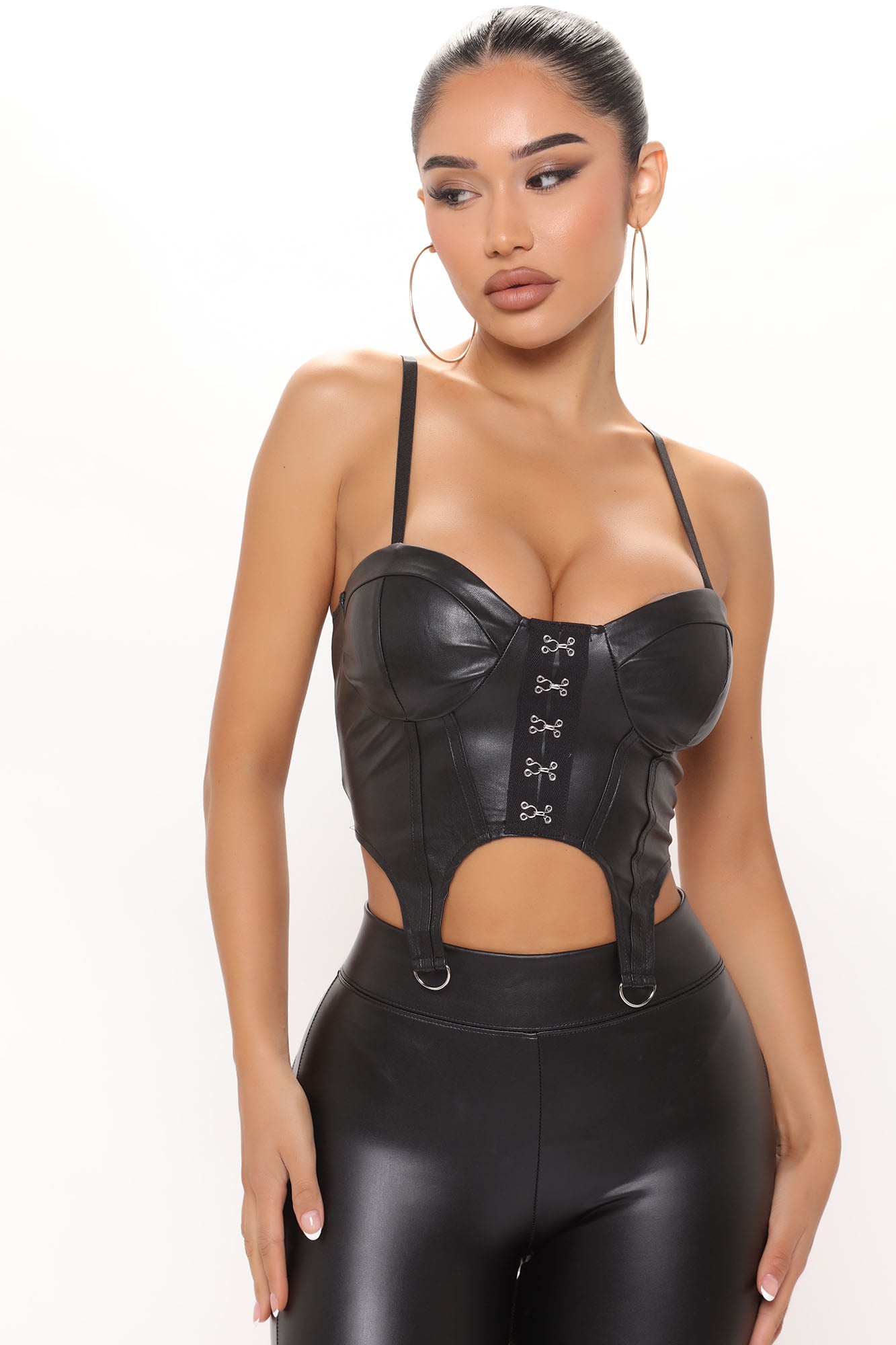 She s Wild PU Bustier Top Black Fashion Nova Knit Tops