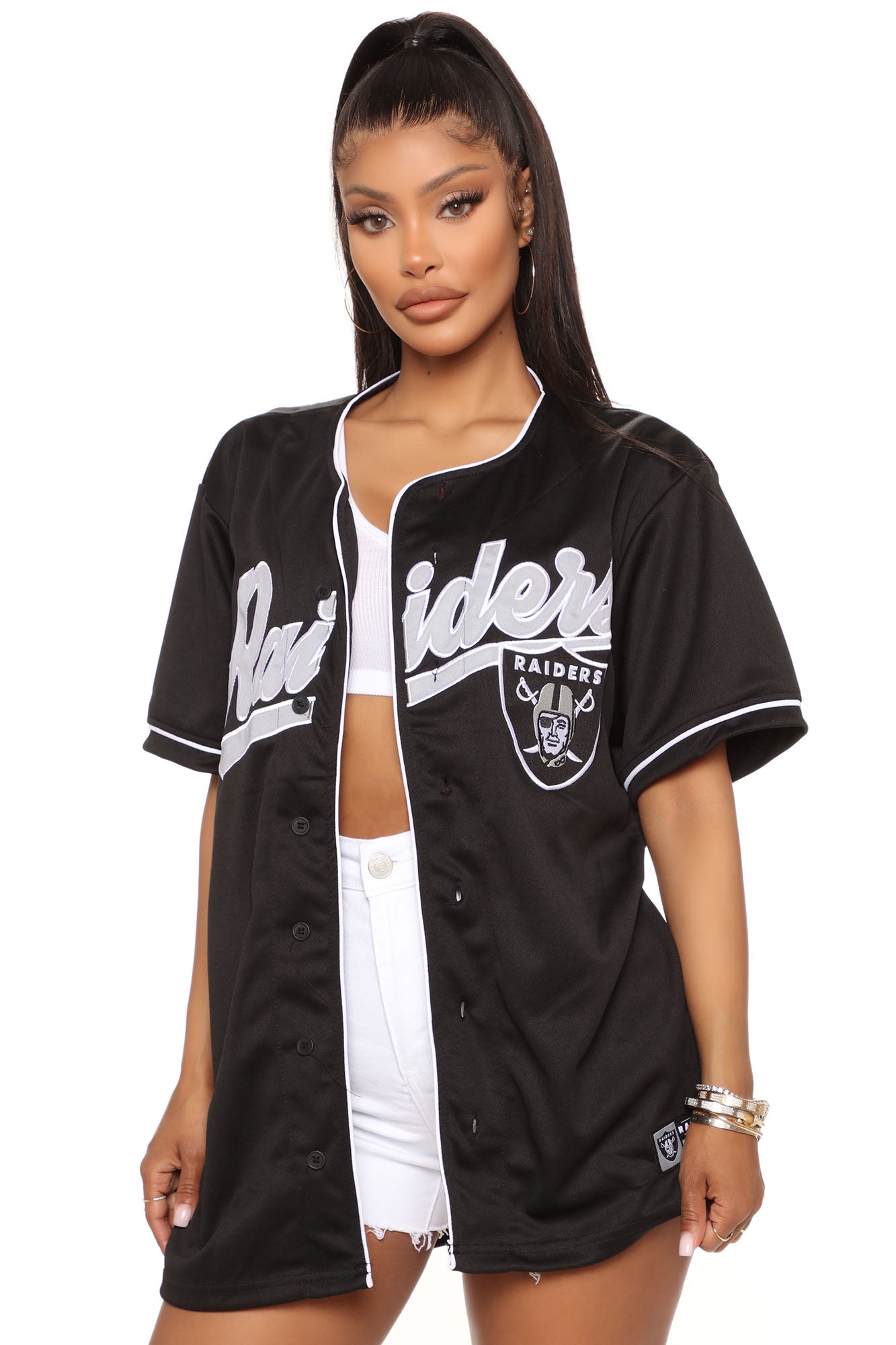 Las Vegas Raiders Button Down Jersey - Black