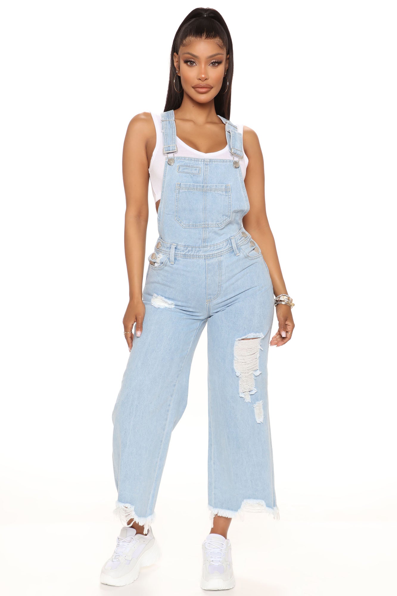 Abbot Kinney Gaucho Denim Overalls Light Wash
