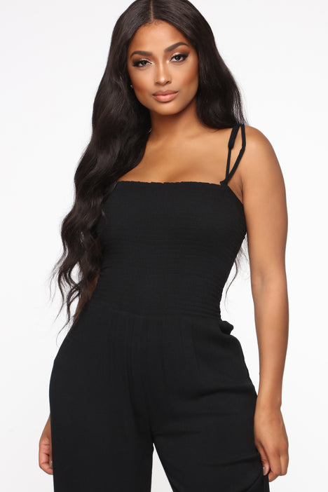 Rydel Smocked Jumpsuit Black