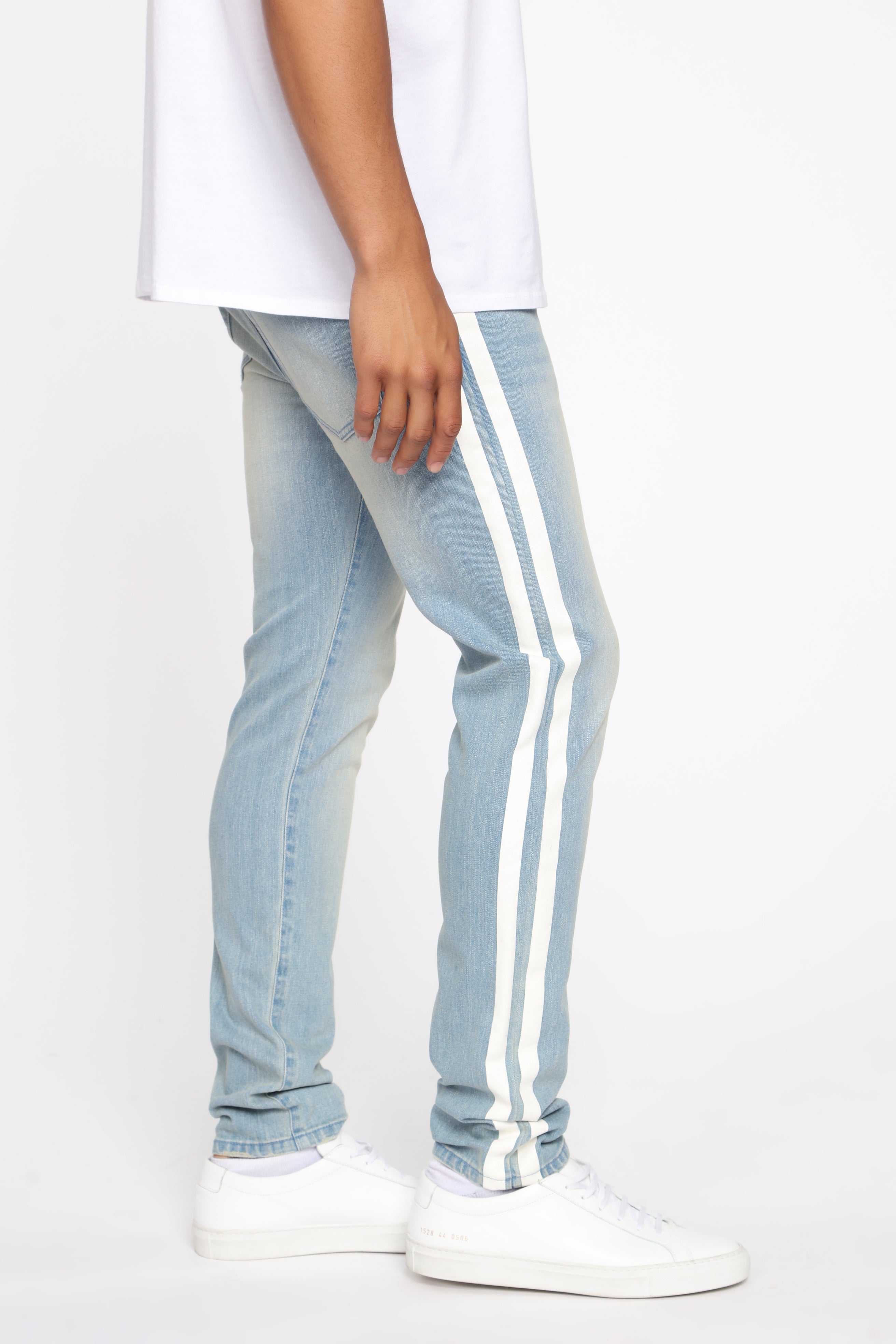 White side stripe jeans hot sale