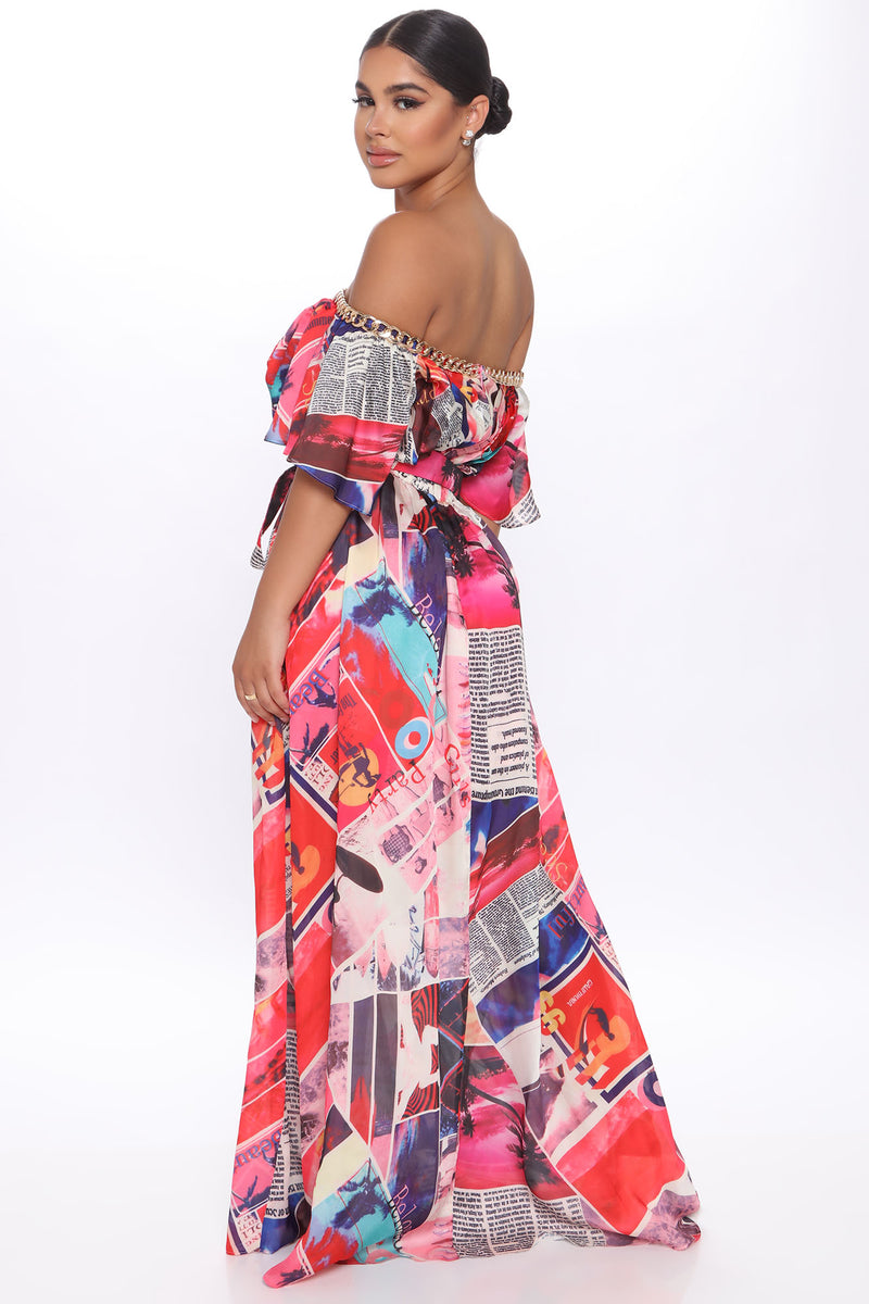 Vogue Moment Printed Maxi Dress - Pink/combo | Fashion Nova, Dresses ...