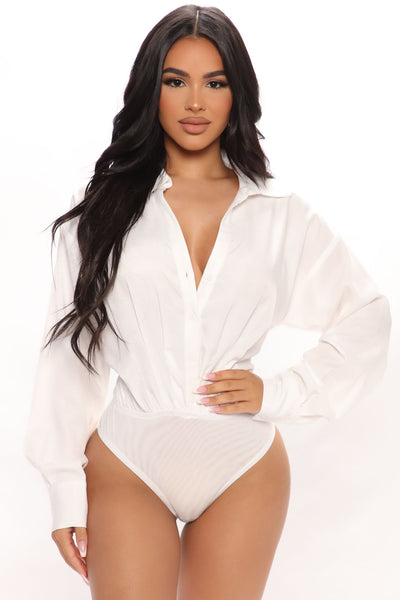 White collared bodysuit top