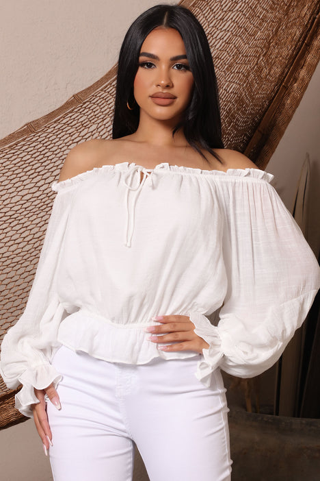 Fashion nova white off the shoulder top store