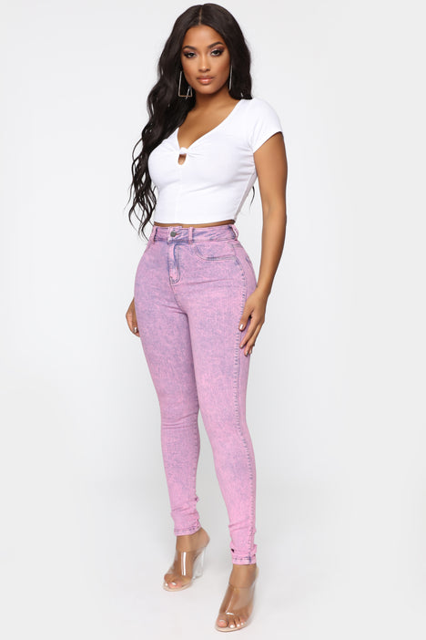 Pink acid wash jeans best sale