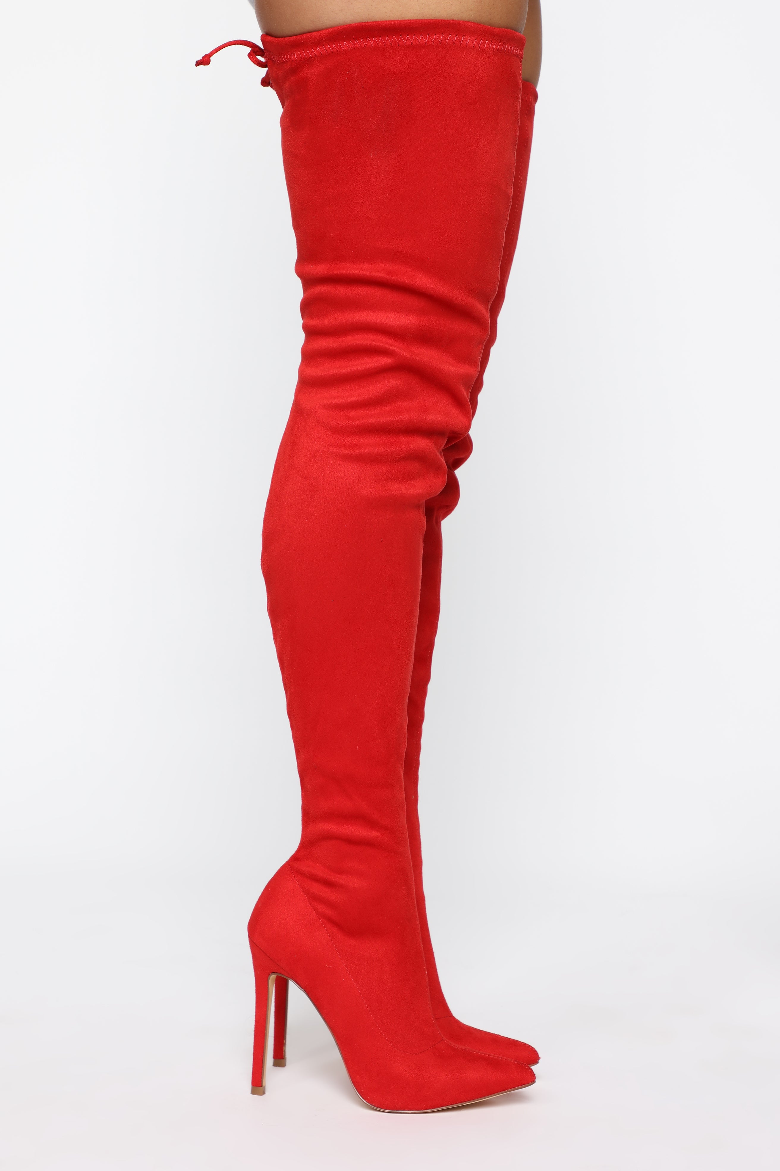 Red knee on sale high heel boots