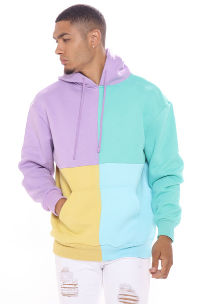 Mens pastel color block hoodie cheap
