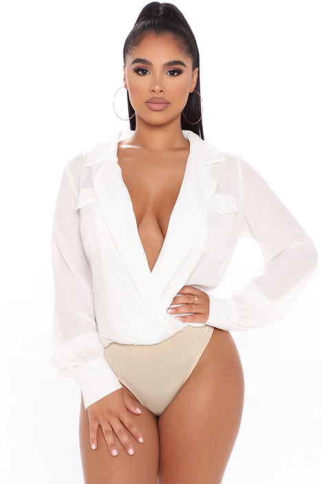 White collared bodysuit outlet