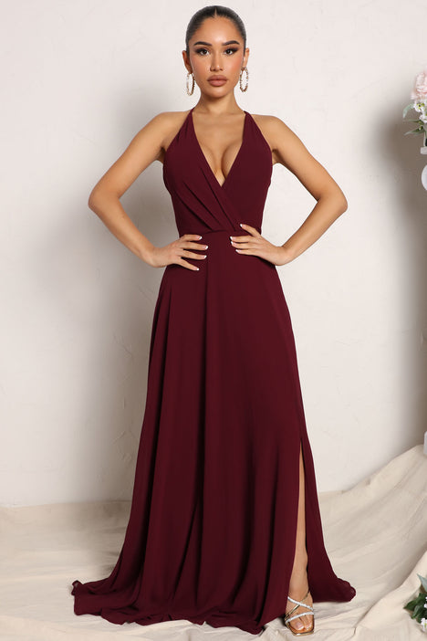 Burgundy Polka Dot Tea Length Prom Dress Wedding Dress