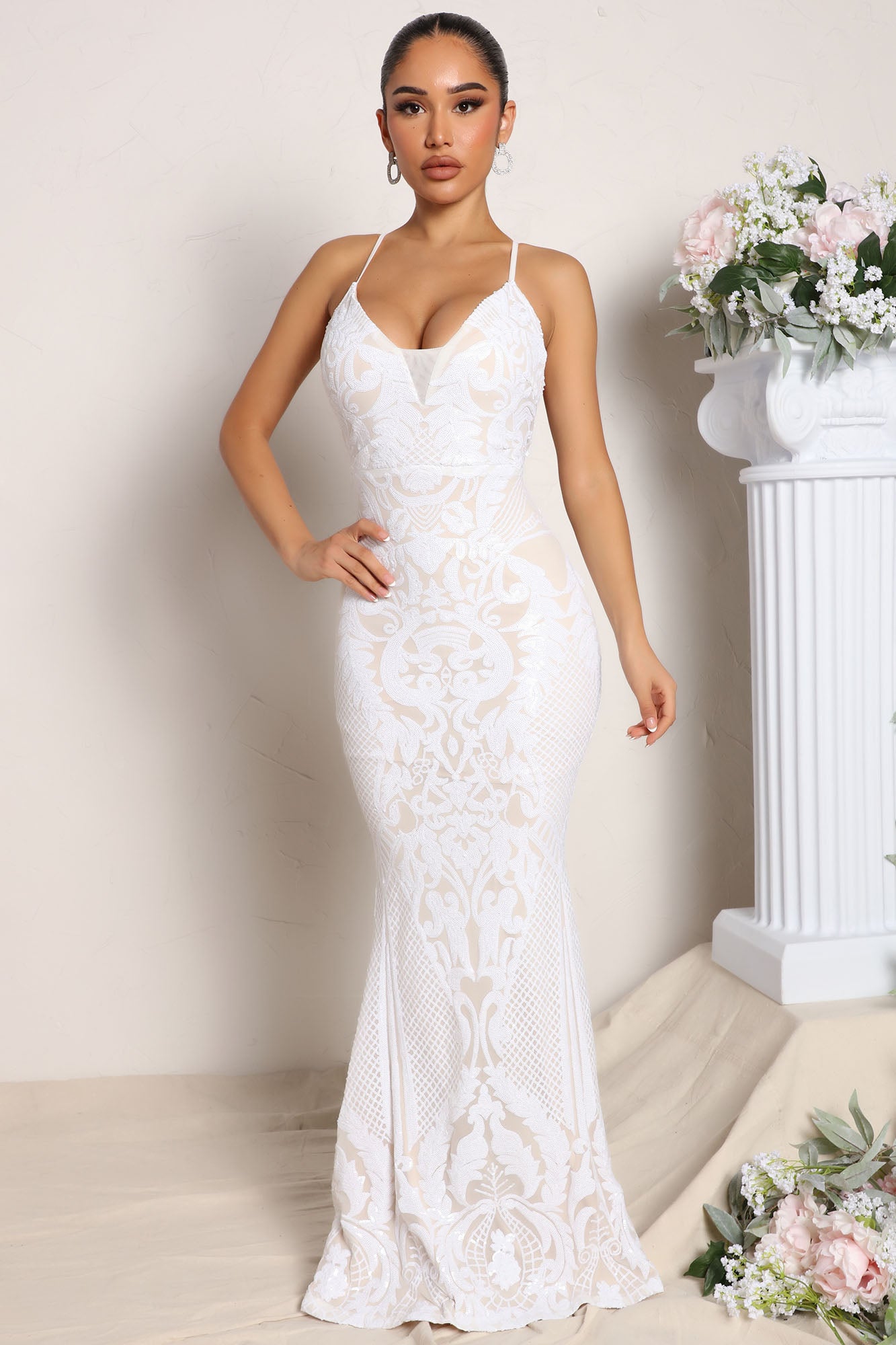 Fashion nova best sale white sequin dress