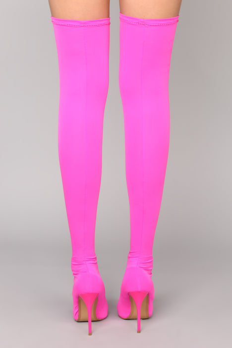 For A Little Fame Over The Knee Boot Neon Pink