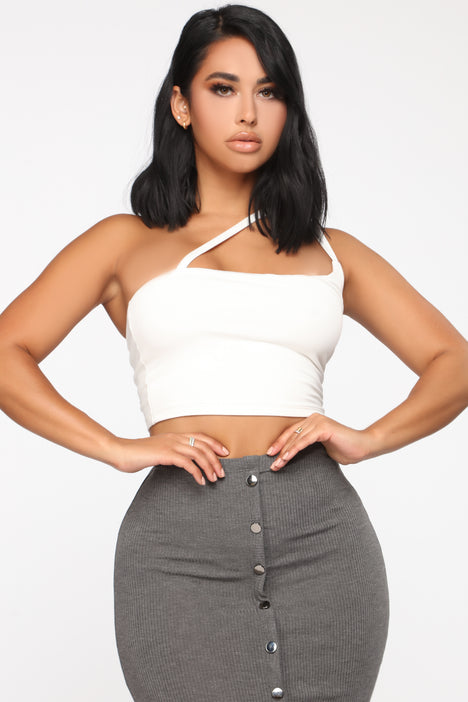 Cross Your Path Strappy Crop Top - Off White, Fashion Nova, Knit Tops