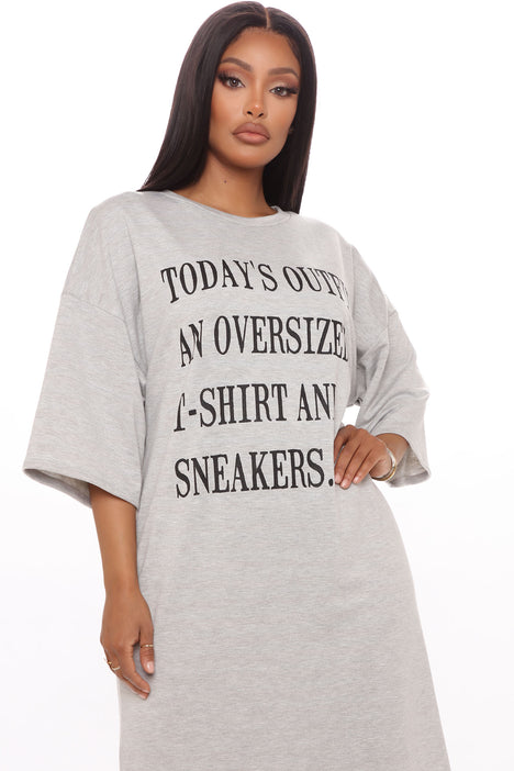 Grey t new arrivals shirt dress outfit