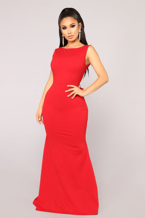 Fashion nova red ruffle hotsell dress
