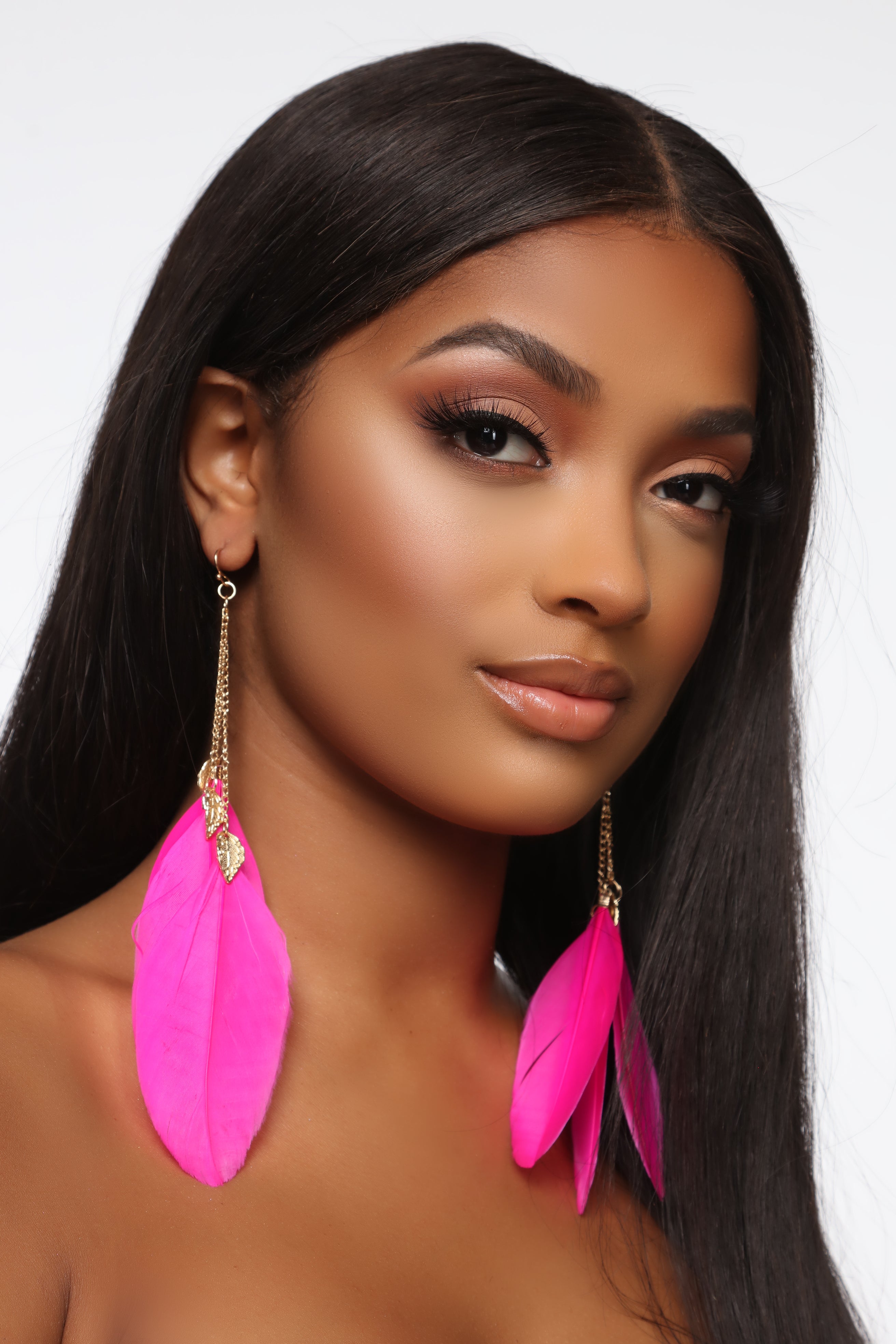 Evelyn Feather Earrings Hot Pink Fashion Nova Jewelry