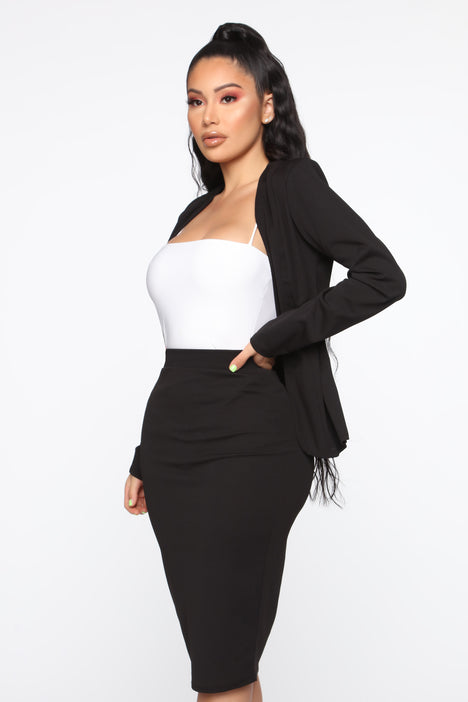 Payin It Forward Blazer Skirt Set Black Fashion Nova