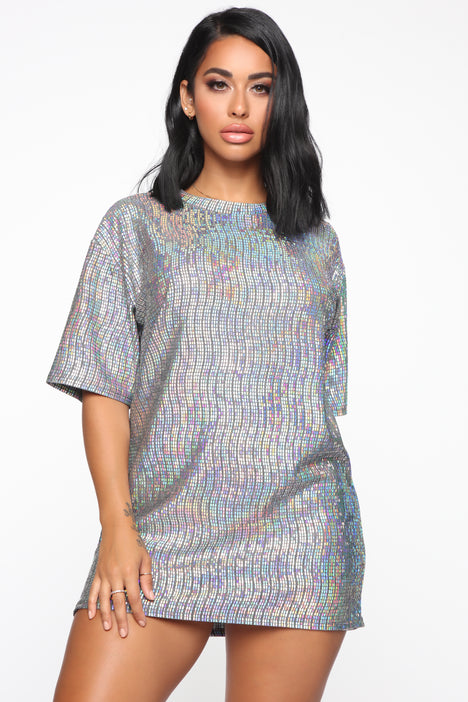 Plus size holographic dress hot sale