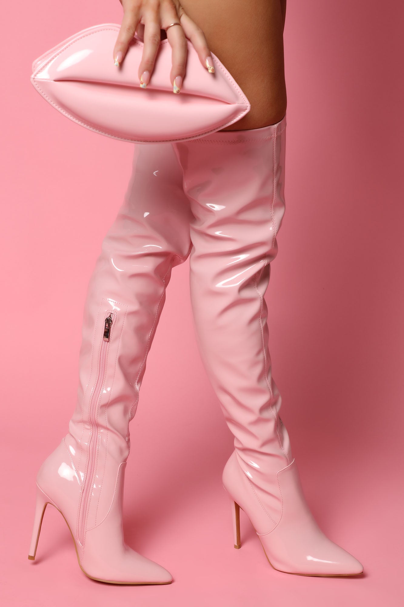 Over the best sale knee boots pink
