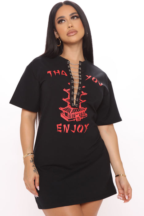 Black lace up t shirt dress new arrivals
