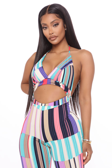 Fashion nova rainbow jumpsuit sales