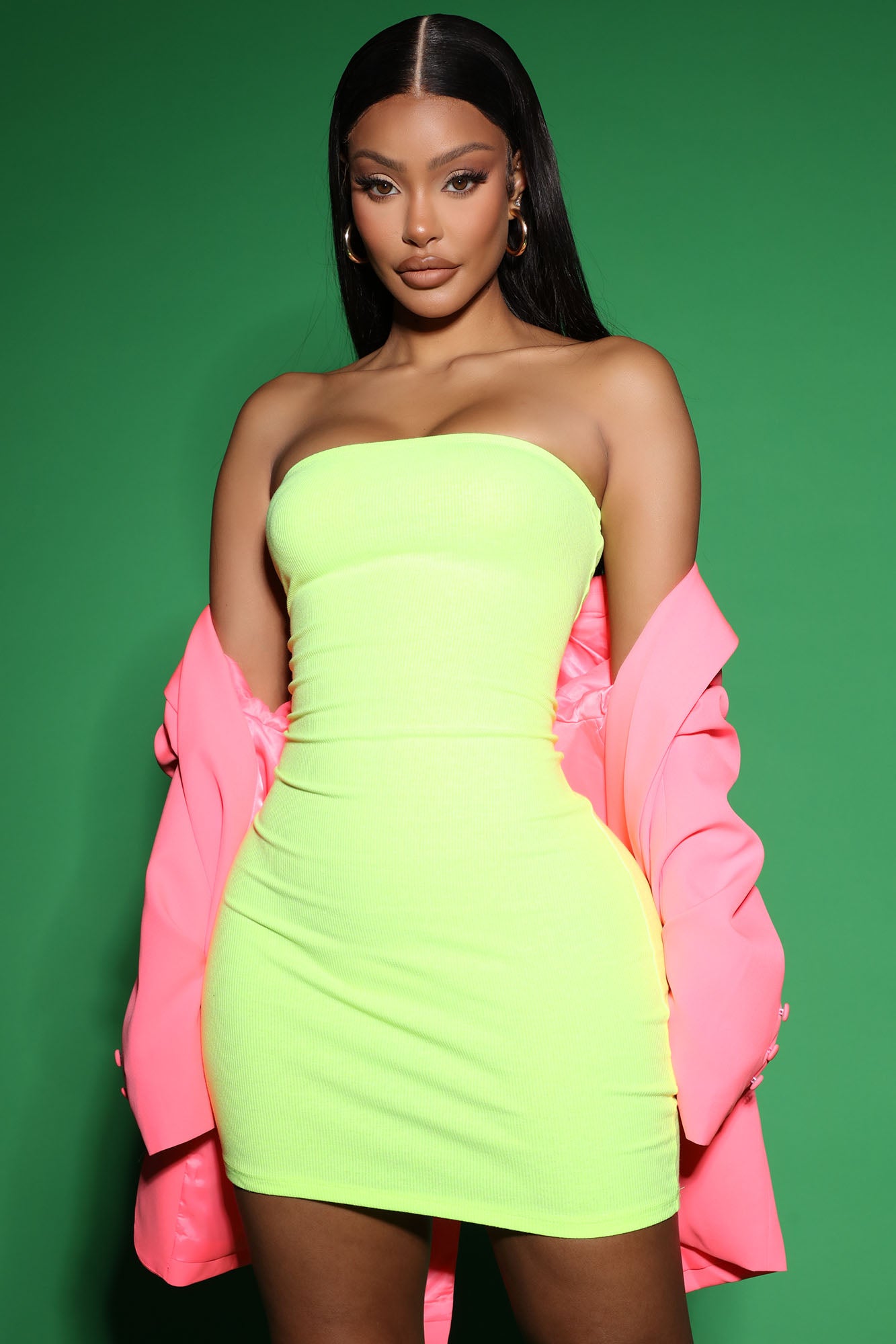 Trinity Tube Mini Dress Neon Yellow